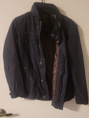 Massimo Dutti Navy Quilted-Lined Field Jacket